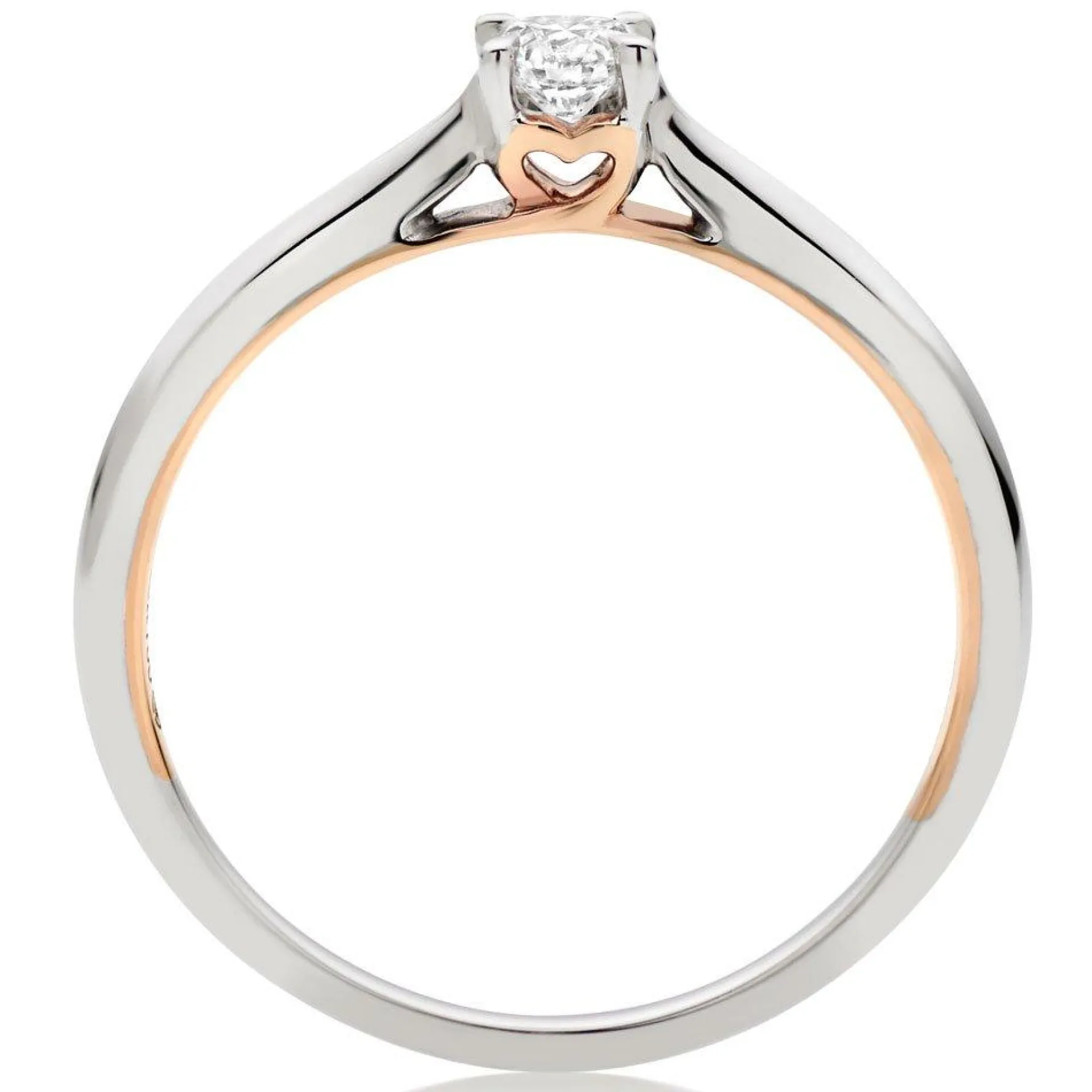 Beaverbrooks Rose Hearts 18ct White Gold and Rose Gold Diamond Solitaire Ring