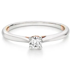 Beaverbrooks Rose Hearts 18ct White Gold and Rose Gold Diamond Solitaire Ring