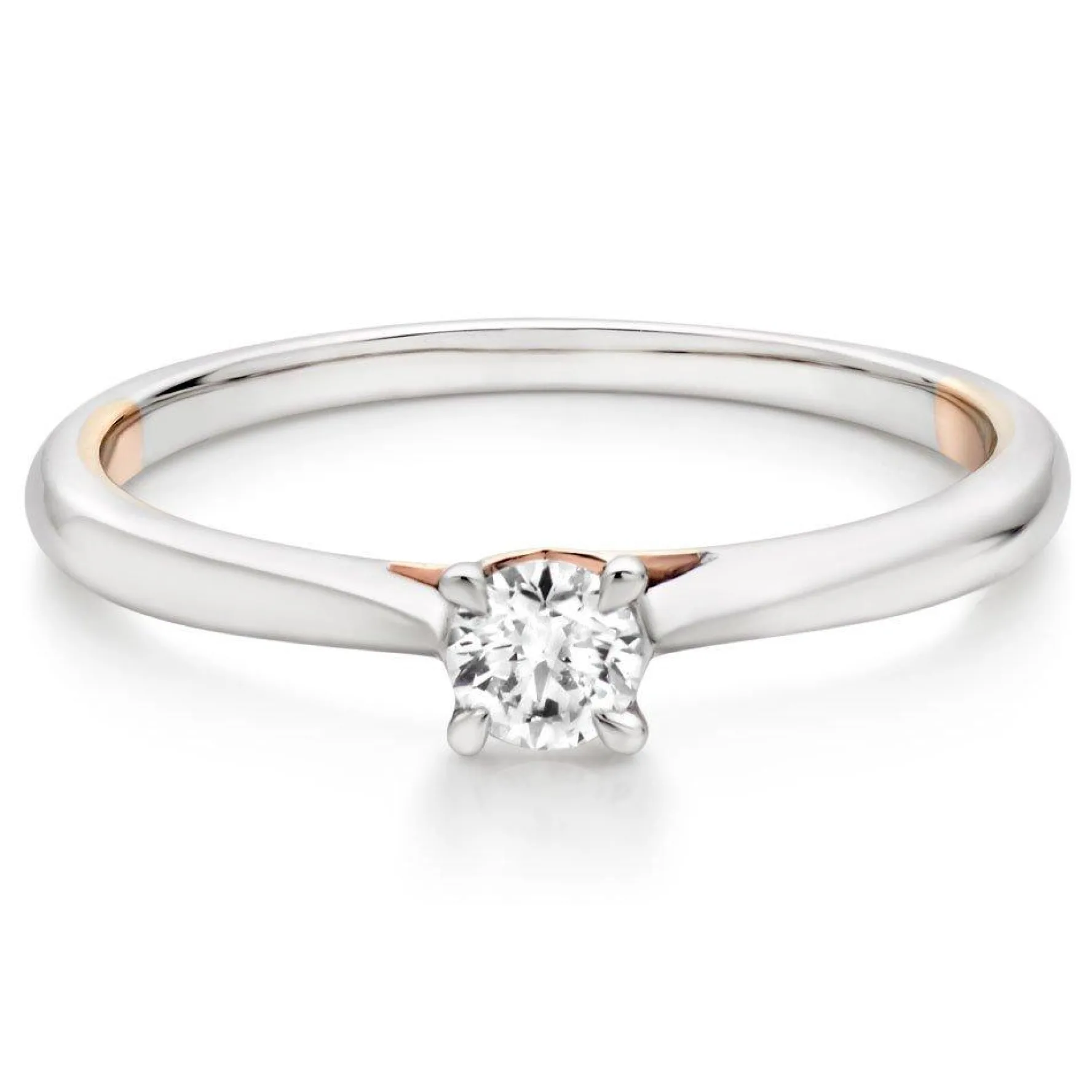 Beaverbrooks Rose Hearts 18ct White Gold and Rose Gold Diamond Solitaire Ring