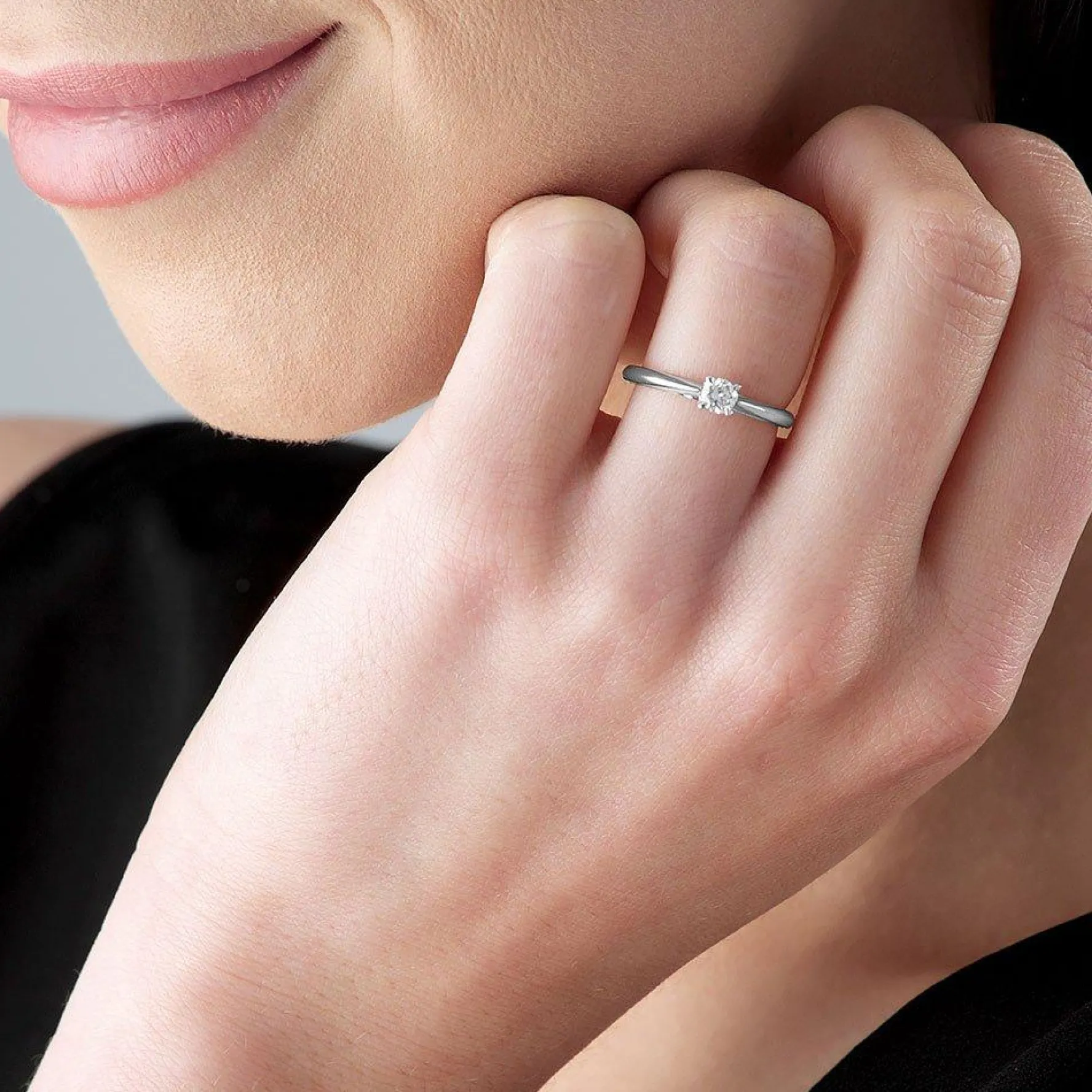 Beaverbrooks Rose Hearts 18ct White Gold and Rose Gold Diamond Solitaire Ring