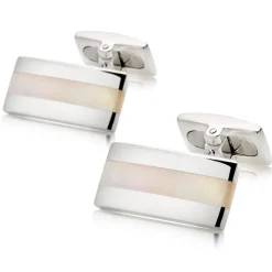 Beaverbrooks Silver and Mother of Pearl Cufflinks