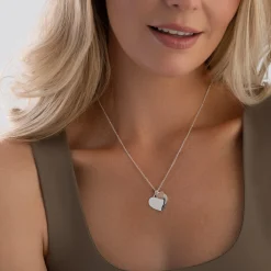 Beaverbrooks Silver and Rose Gold Plated Double Heart Pendant