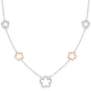 Beaverbrooks Silver and Rose Gold Plated Cubic Zirconia Flower Necklace
