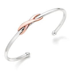 Beaverbrooks Silver and Rose Gold Plated Infinity Bangle