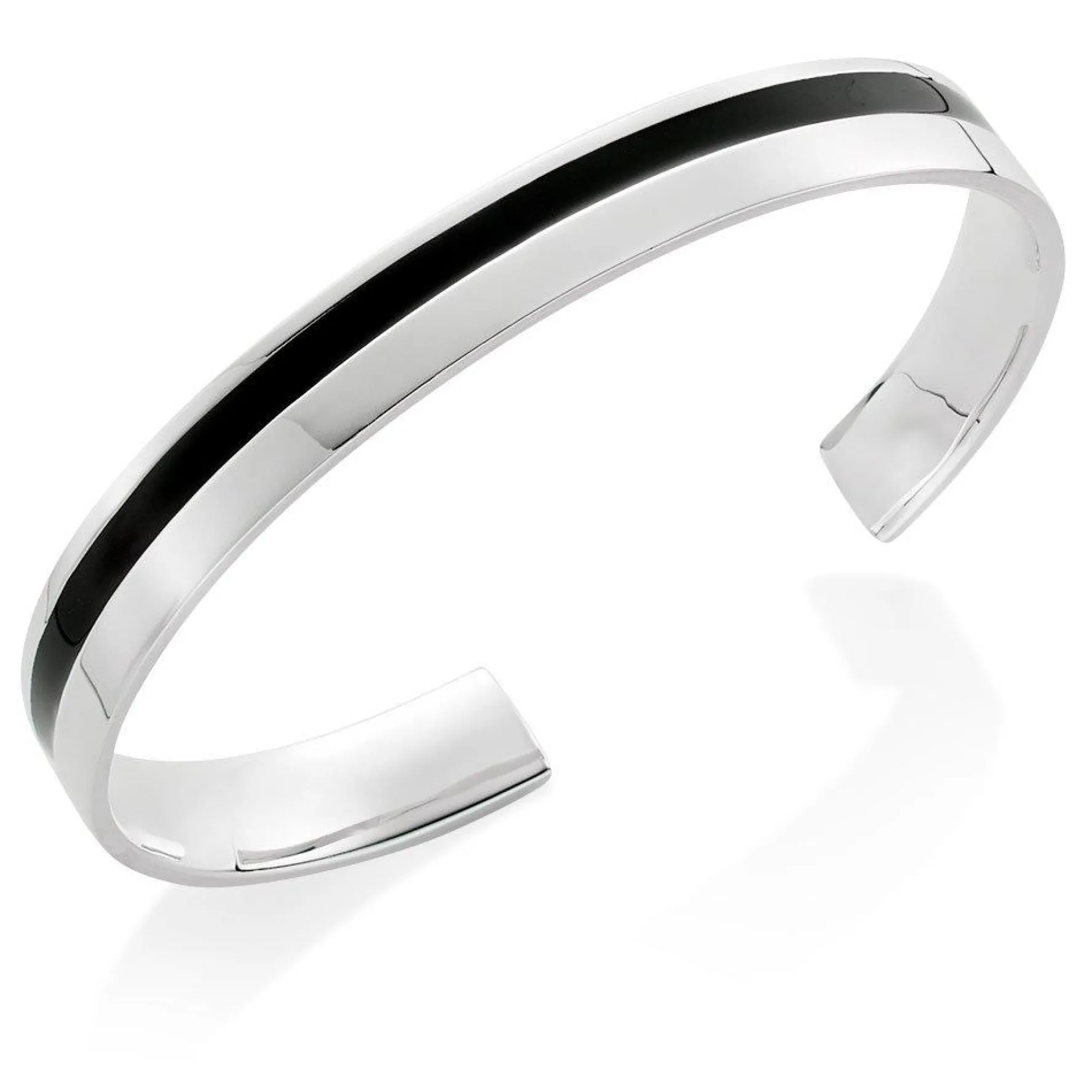 Beaverbrooks Silver Black Resin Torque Men's Bangle