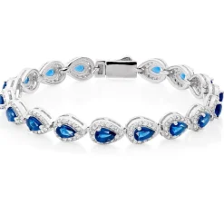 Beaverbrooks Silver Blue Cubic Zirconia Pear Halo Bracelet