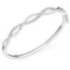 Beaverbrooks Silver Cubic Zirconia Twist Bangle