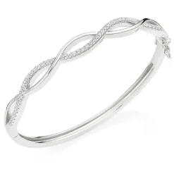 Beaverbrooks Silver Cubic Zirconia Twist Bangle