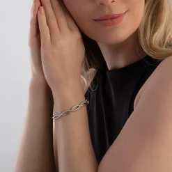 Beaverbrooks Silver Cubic Zirconia Twist Bangle