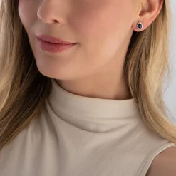 Beaverbrooks Silver Cubic Zirconia Blue Halo Stud Earrings