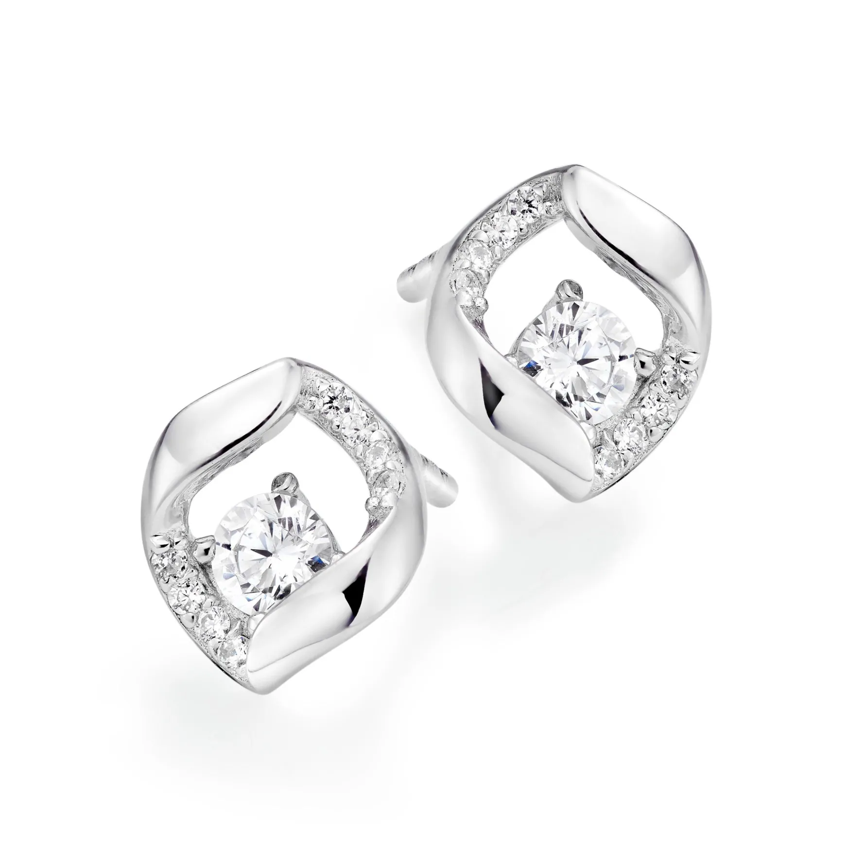 Beaverbrooks Silver Cubic Zirconia Stud Earrings