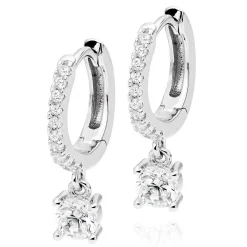 Beaverbrooks Silver Cubic Zirconia Huggie Hoop Earrings