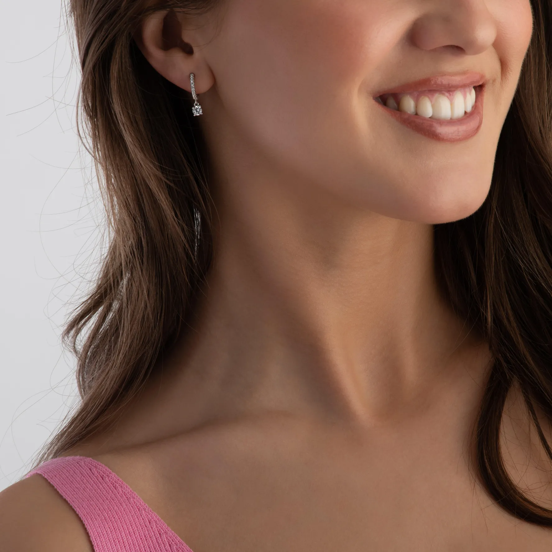Beaverbrooks Silver Cubic Zirconia Huggie Hoop Earrings