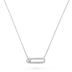 Beaverbrooks Silver Cubic Zirconia Glide Necklace