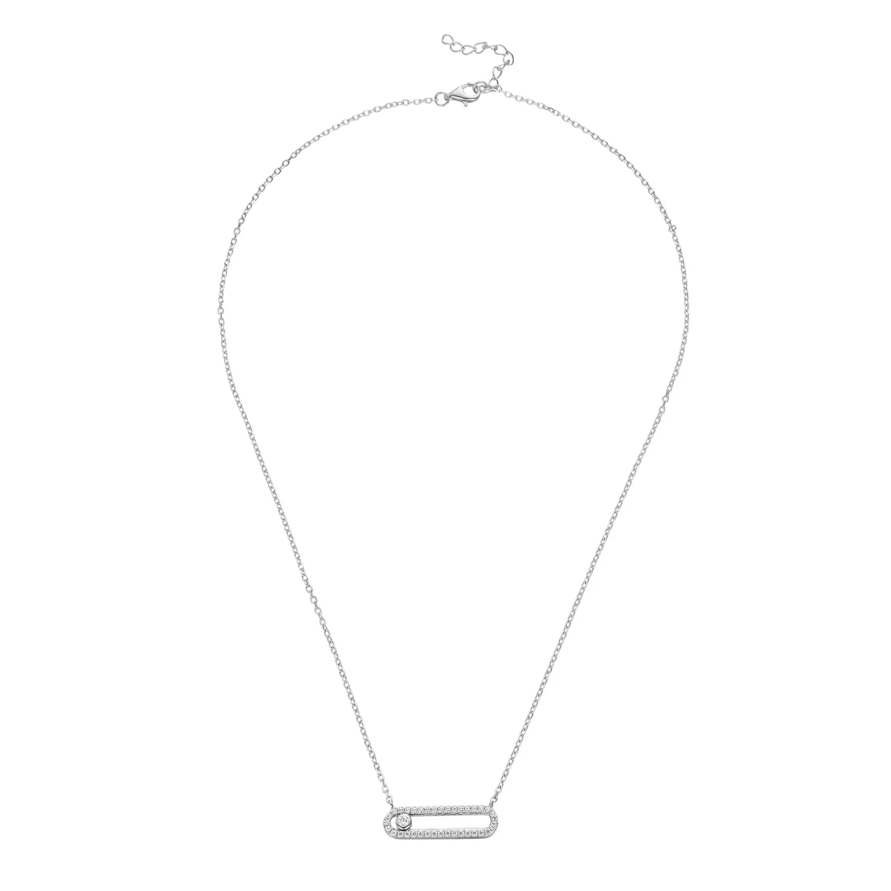 Beaverbrooks Silver Cubic Zirconia Glide Necklace