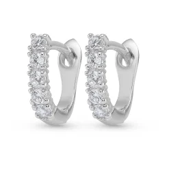 Beaverbrooks Silver Cubic Zirconia Huggie Earrings