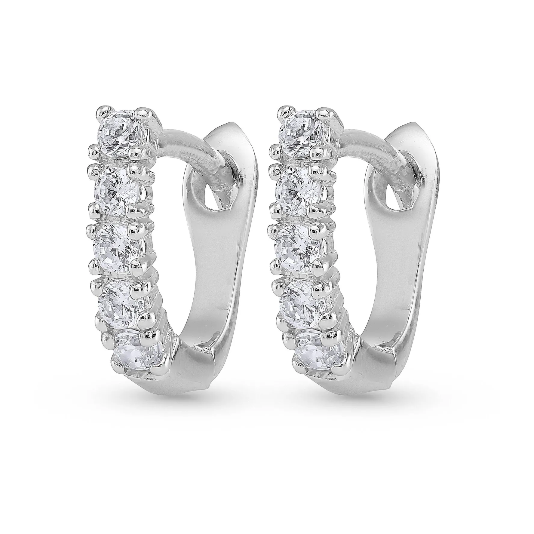 Beaverbrooks Silver Cubic Zirconia Huggie Earrings