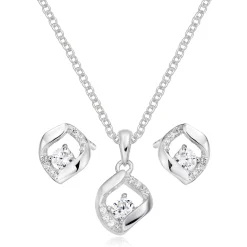 Beaverbrooks Silver Cubic Zirconia Necklace and Earrings Set