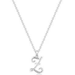 Beaverbrooks Silver Cubic Zirconia Initial Z Pendant