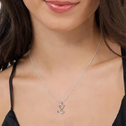 Beaverbrooks Silver Cubic Zirconia Initial Z Pendant
