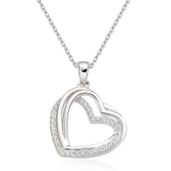 Beaverbrooks Silver Cubic Zirconia Heart Pendant