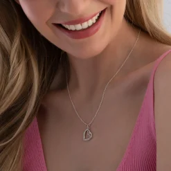 Beaverbrooks Silver Cubic Zirconia Heart Pendant