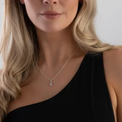 Beaverbrooks Silver Cubic Zirconia Twist Pendant