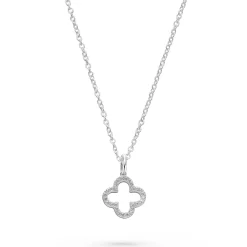 Beaverbrooks Silver Cubic Zirconia Open Clover Pendant