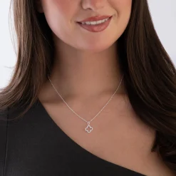 Beaverbrooks Silver Cubic Zirconia Open Clover Pendant