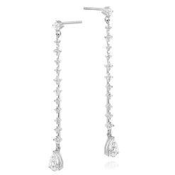 Beaverbrooks Silver Cubic Zirconia Pear Drop Earrings