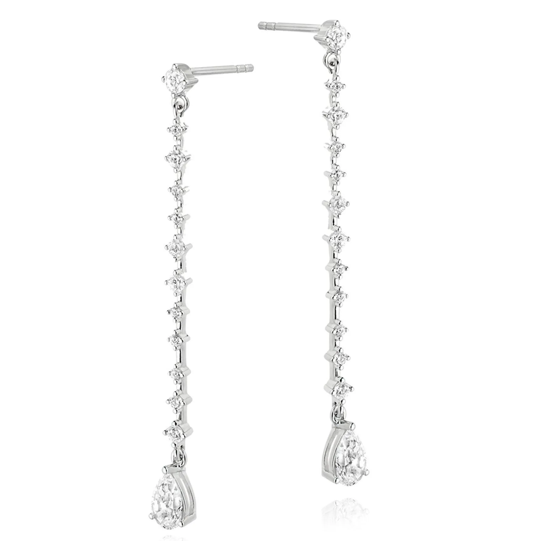 Beaverbrooks Silver Cubic Zirconia Pear Drop Earrings
