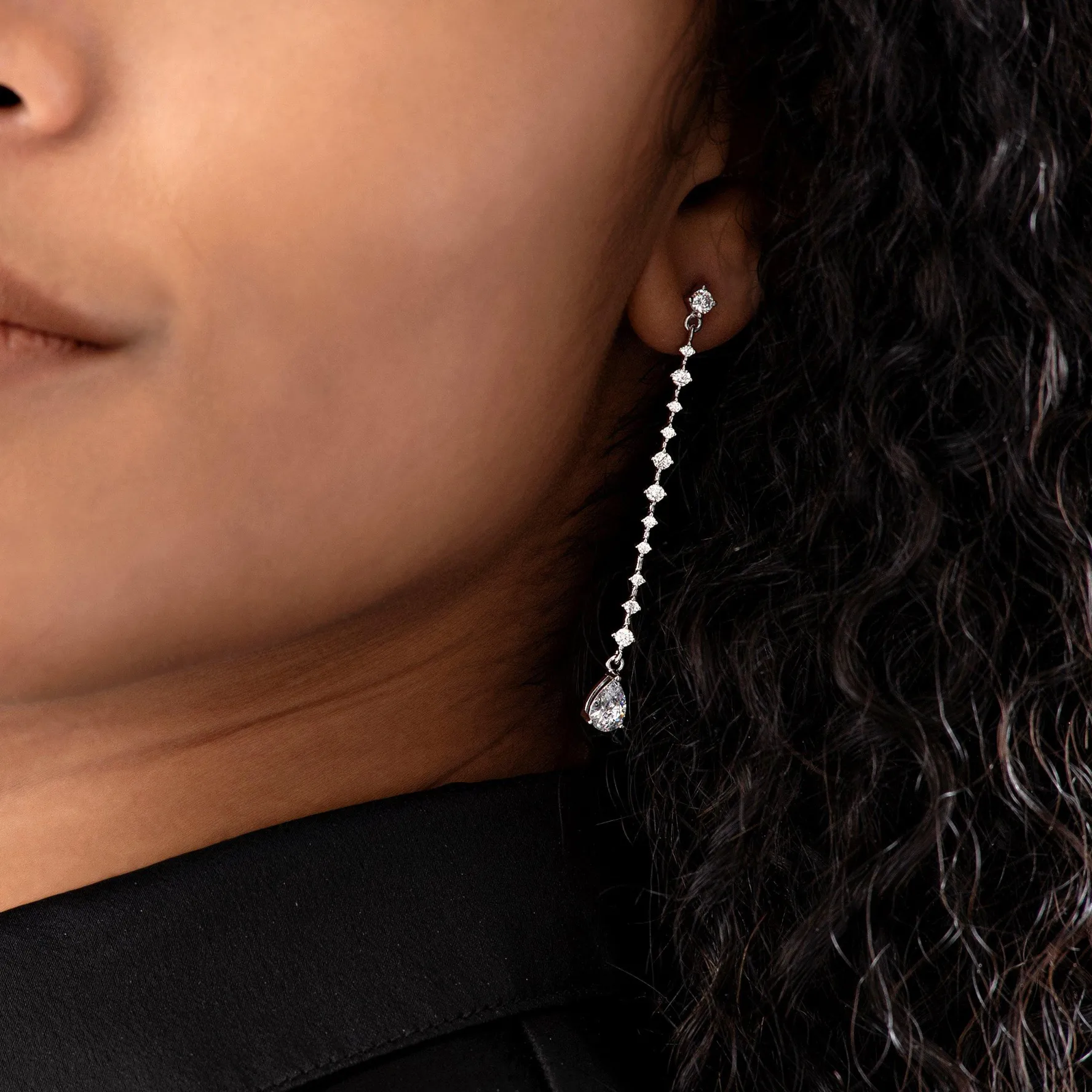 Beaverbrooks Silver Cubic Zirconia Pear Drop Earrings