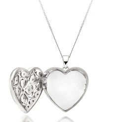 Beaverbrooks Silver Cubic Zirconia Heart Locket Pendant