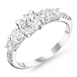 Beaverbrooks Silver Cubic Zirconia Five Stone Ring