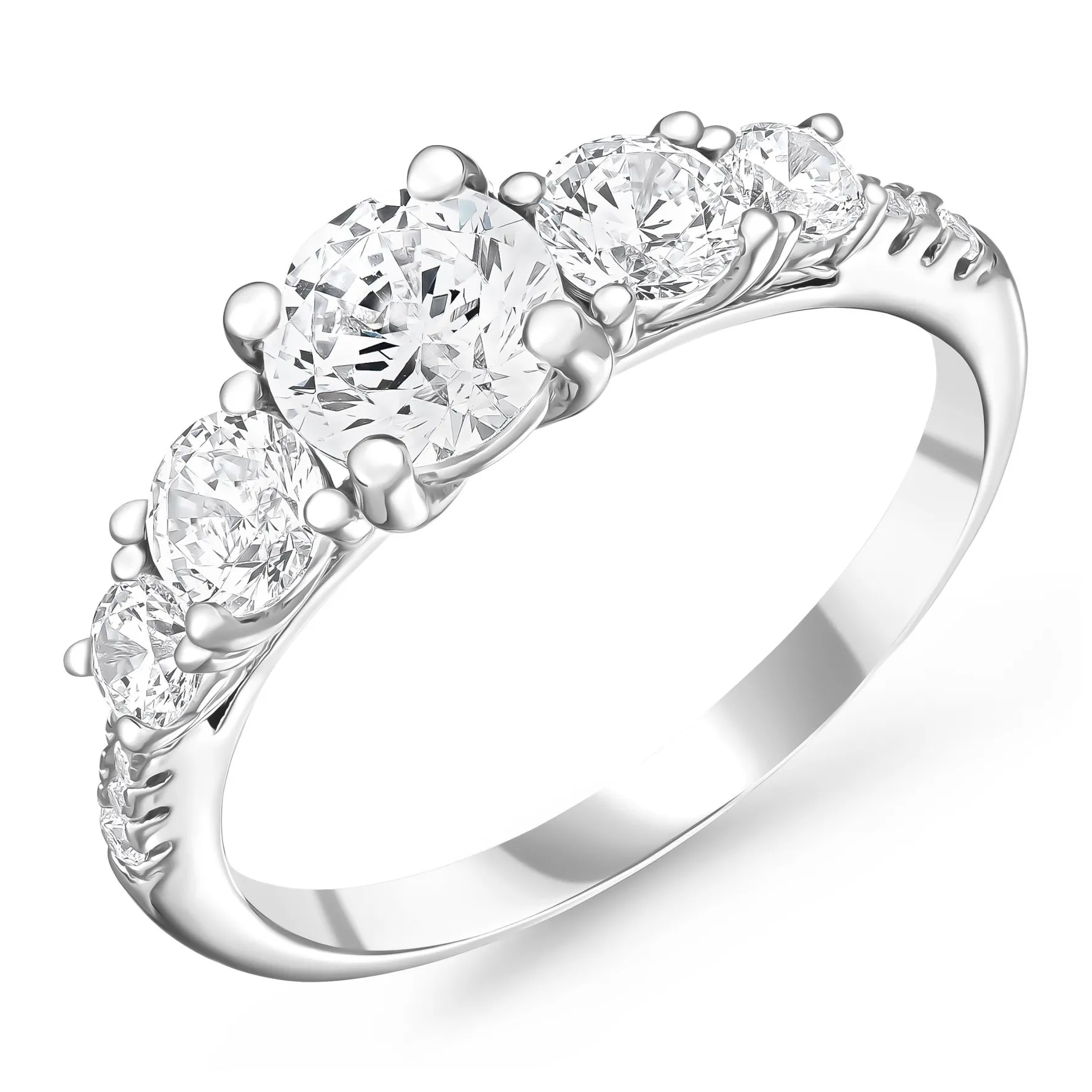 Beaverbrooks Silver Cubic Zirconia Five Stone Ring