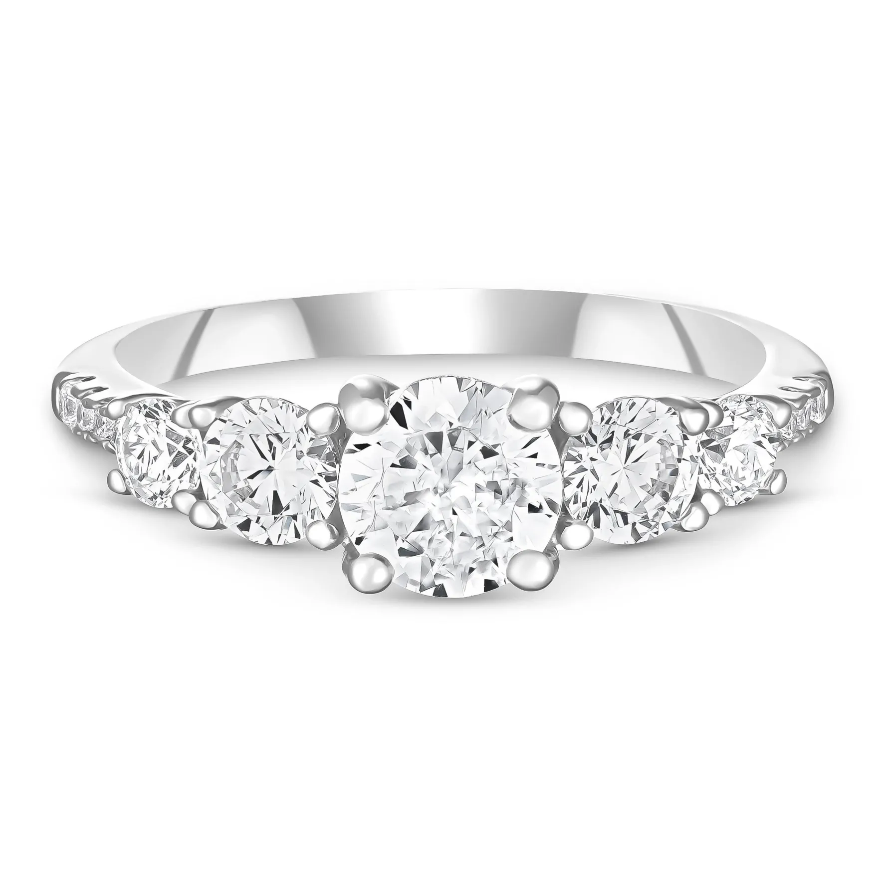 Beaverbrooks Silver Cubic Zirconia Five Stone Ring