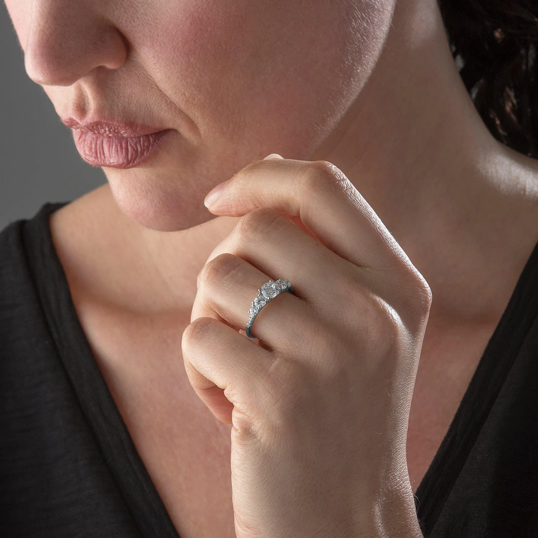 Beaverbrooks Silver Cubic Zirconia Five Stone Ring