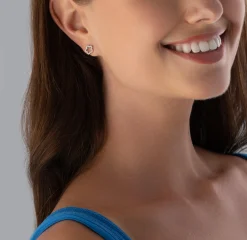 Beaverbrooks Silver Cubic Zirconia Flower Stud Earrings