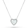 Beaverbrooks Silver Cubic Zirconia Mother of Pearl Heart Necklace