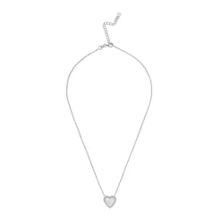 Beaverbrooks Silver Cubic Zirconia Mother of Pearl Heart Necklace