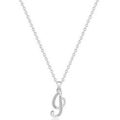 Beaverbrooks Silver Cubic Zirconia Initial I Pendant