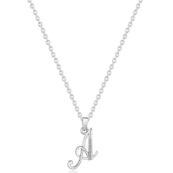 Beaverbrooks Silver Cubic Zirconia Initial A Pendant