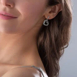 Beaverbrooks Silver Cubic Zirconia Heart Drop Earrings