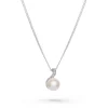 Beaverbrooks Silver Cubic Zirconia Freshwater Cultured Pearl Pendant