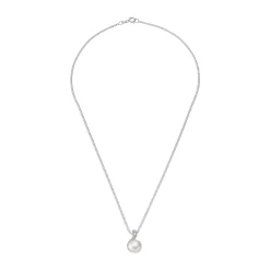 Beaverbrooks Silver Cubic Zirconia Freshwater Cultured Pearl Pendant