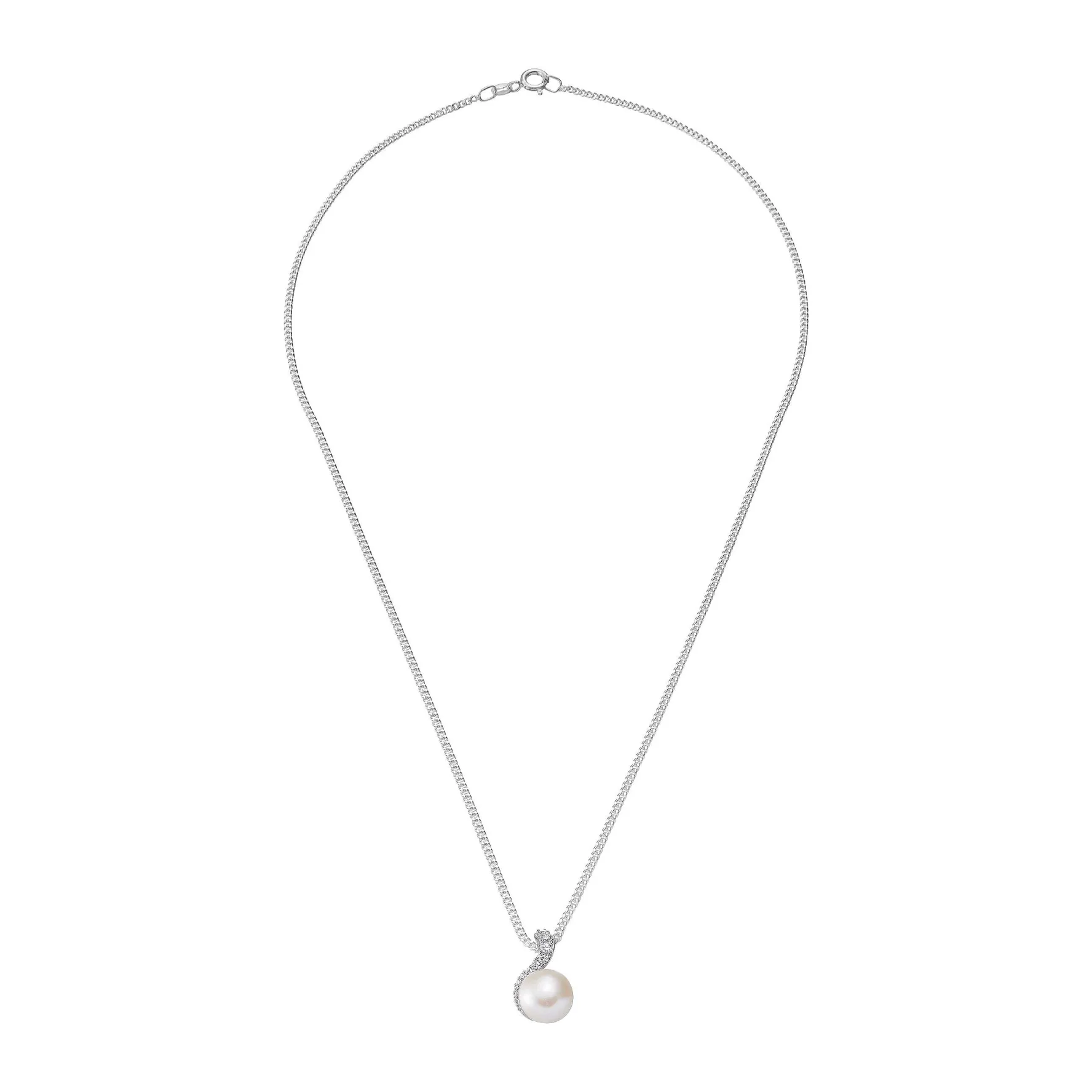 Beaverbrooks Silver Cubic Zirconia Freshwater Cultured Pearl Pendant
