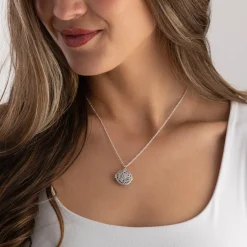 Beaverbrooks Silver Cubic Zirconia Flower Locket Pendant