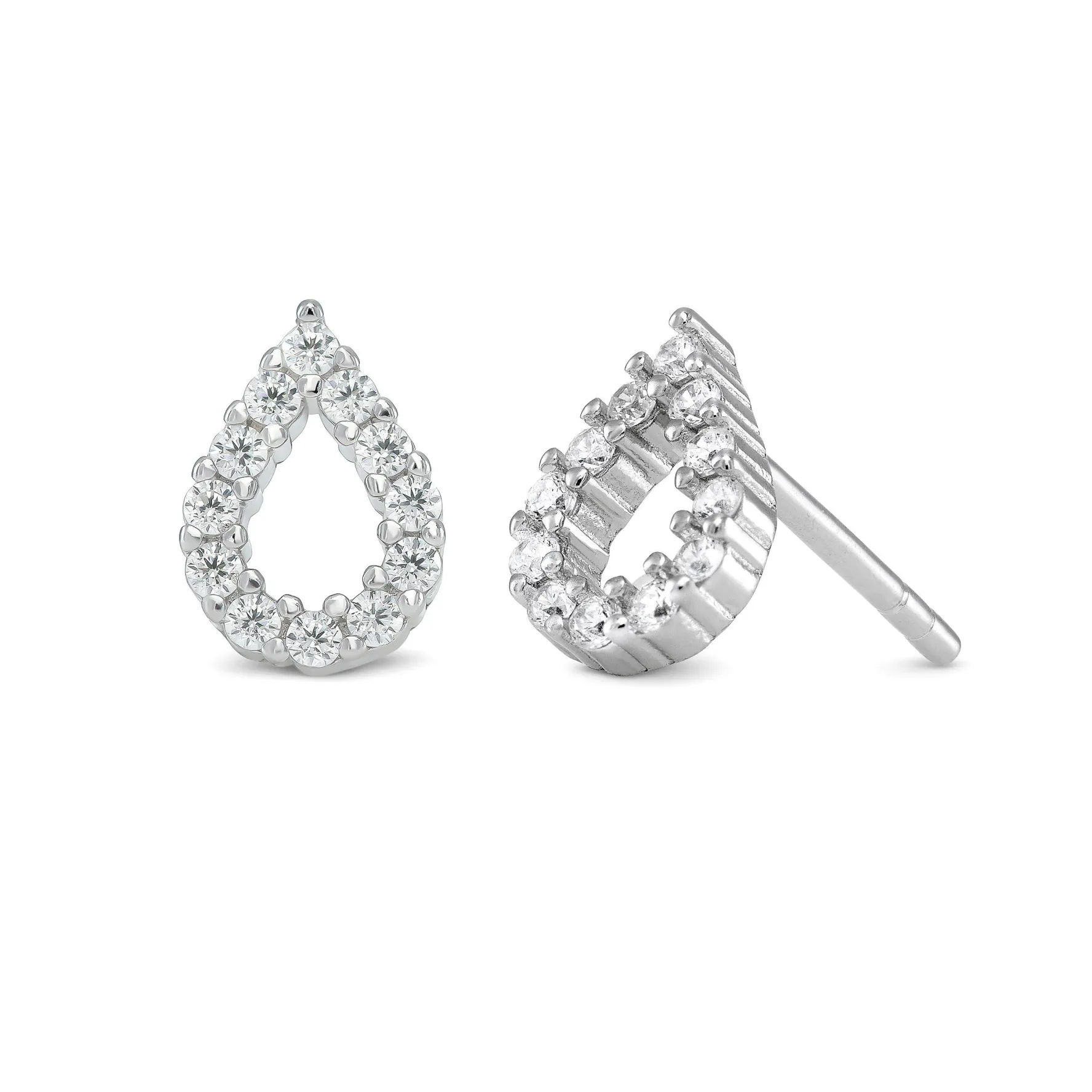 Beaverbrooks Silver Cubic Zirconia Pear Stud Earrings