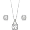 Beaverbrooks Silver Cubic Zirconia Halo Pendant and Earrings Set