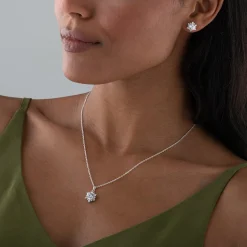 Beaverbrooks Silver Cubic Zirconia Pendant and Earrings Set